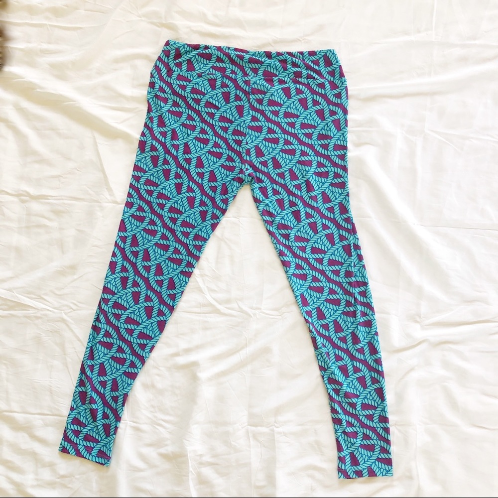 Lularoe Rope Print Teal Purple Leggings TC